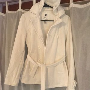 Belted pea coat with hood. Great condition!